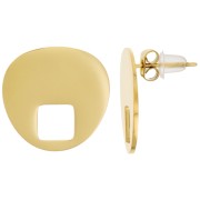 Pendientes de diseño 18 mm - Acero inoxidable 316L dorado x2