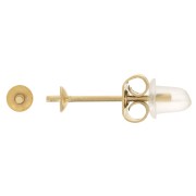 Pendientes para perlas semiperforadas de 3 mm - Acero inoxidable dorado 303L x2