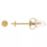 Pendientes para perlas semiperforadas de 3 mm - Acero inoxidable dorado 303L x2