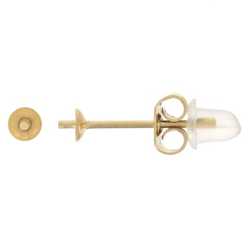 Pendientes para perlas semiperforadas de 3 mm - Acero inoxidable dorado 303L x2