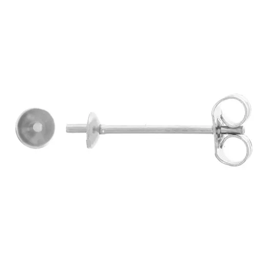 Pendientes para perlas semiperforadas de 3 mm - Acero inoxidable 303L x2