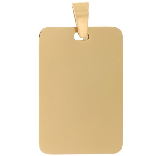 Colgante placa rectangular 30x20 mm - Acero inoxidable 316L dorado x1