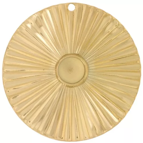 Colgante redondo plisado 32 mm para cabujón 6 mm acero inoxidable dorado 304L
