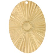 Colgante ovalado efecto plisado 40x28mm cabujón de 6 mm - Acero inox dorado 304L|raw }}