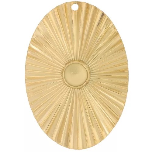 Colgante ovalado efecto plisado 40x28mm cabujón de 6 mm - Acero inox dorado 304L