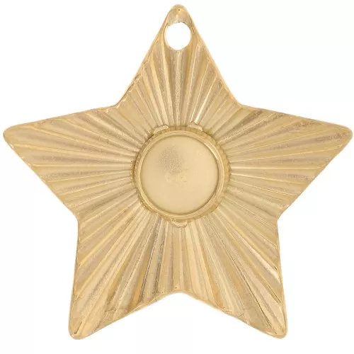 Colgante estrella plisado 27x28mm cabujón de 6mm Acero inoxidable dorado 304L x1