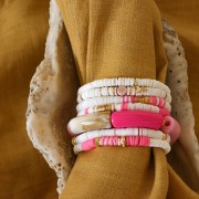 Surtido de 200 cuentas planas letras del alfabeto 7 mm - Oliva - Dorado