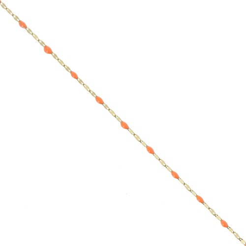 Malla fantasía y resina epoxi 2 mm cadena - Acero inoxidable 304 Dorado - Naranja x1m