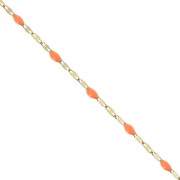 Malla fantasía y resina epoxi 2 mm cadena - Acero inoxidable 304 Dorado - Naranja x1m