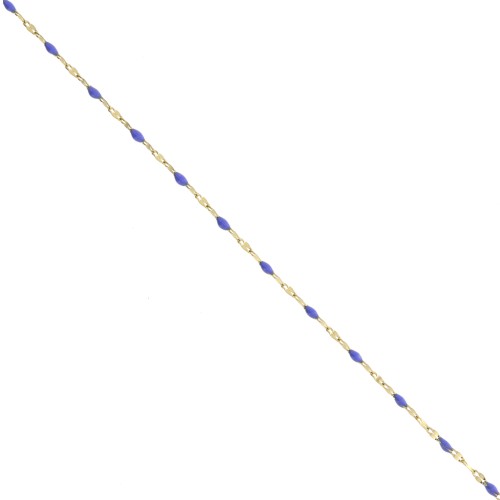 Cadena de malla fantasía y resina epoxi 2mm - Acero inoxidable 304 Dorado - Azul real x1m