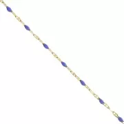 Cadena de malla fantasía y resina epoxi 2mm - Acero inoxidable 304 Dorado - Azul real x1m