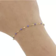 Cadena de malla fantasía y resina epoxi 2mm - Acero inoxidable 304 Dorado - Azul real x1m