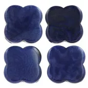 Cuenta de tagua - forma de trébol 14 mm - azul noche x1