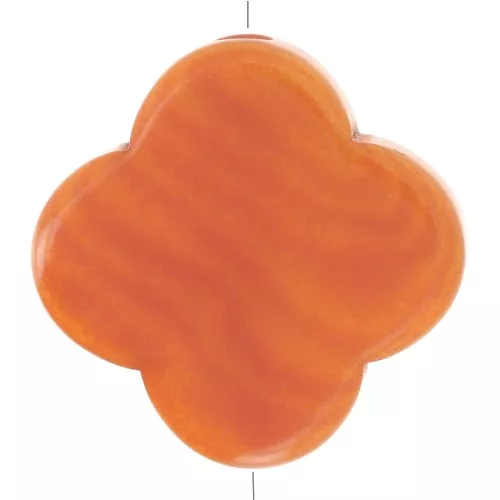 Cuenta de tagua - forma de trébol 14 mm - Naranja x1