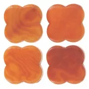 Cuenta de tagua - forma de trébol 14 mm - Naranja x1