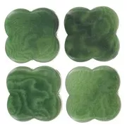 Cuenta de tagua - forma de trébol 14 mm - Verde x1