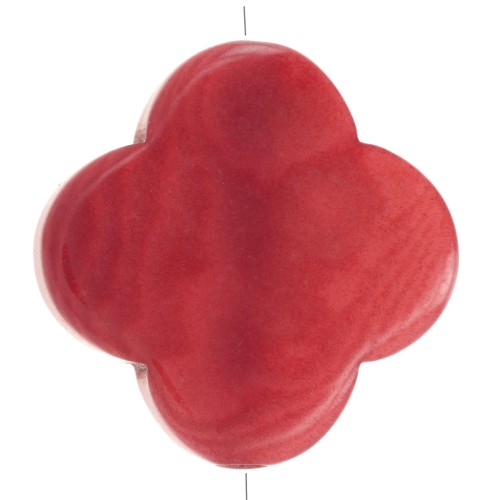 Cuenta de tagua - forma de trébol 14 mm - Rojo x1