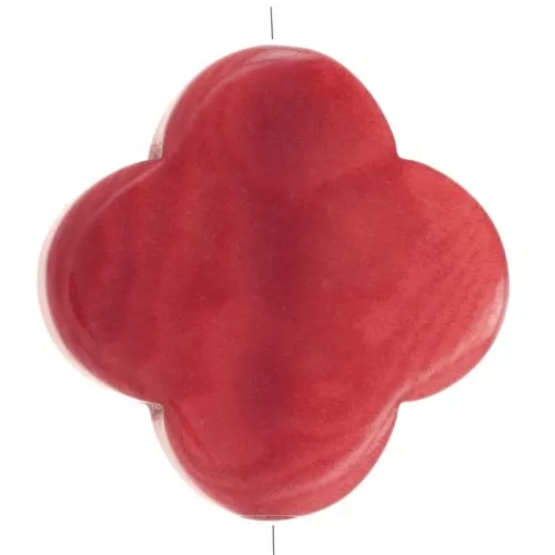 Cuenta de tagua - forma de trébol 14 mm - Rojo x1