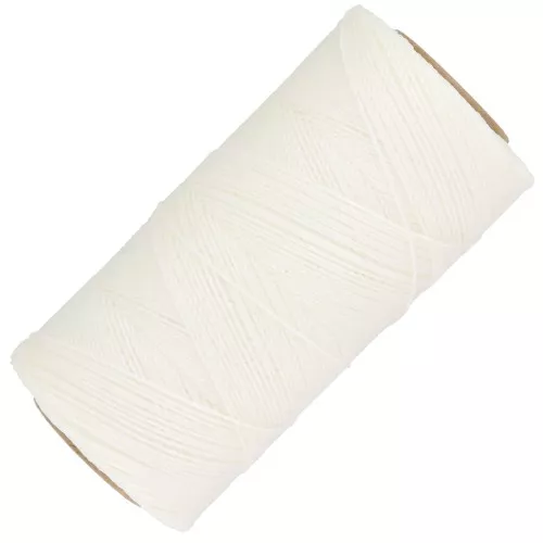 Bobina de hilo encerado Linhasita para micro macramé 0,5 mm - Luz Negra blanco metalizado