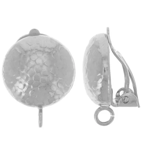 Pendientes de clip diseño serpiente 14mm anillo abierto Plateado fino x2