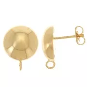 Pendientes de media bola de 14 mm con anilla abierta - Dorado con oro fino x2
