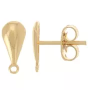 Pendientes con gota 11x5 mm con anilla cerrada - Dorado con oro fino x2
