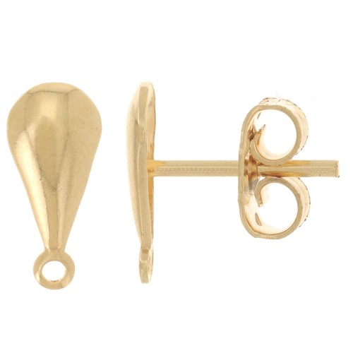 Pendientes con gota 11x5 mm con anilla cerrada - Dorado con oro fino x2