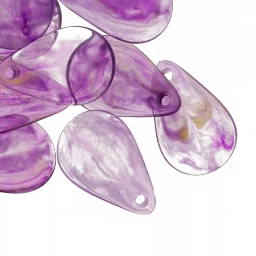 Lentejuelas de pétalos de flores curvados de 24,5 mm en acrílico - Mármol morado oscuro x6