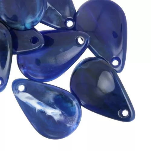 Lentejuelas de pétalos de flores curvados de 24,5 mm en acrílico - Mármol azul noche x6