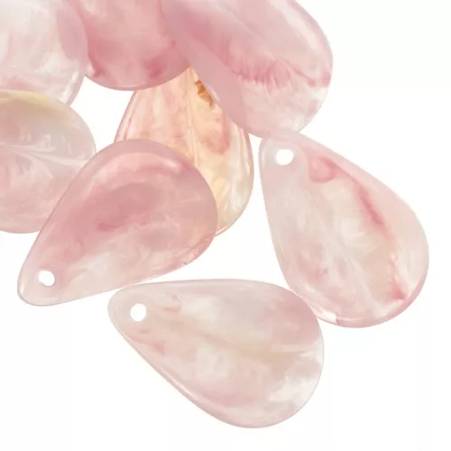 Lentejuelas de pétalos de flores curvados de 24,5 mm en acrílico - Rosa viejo mármol x6