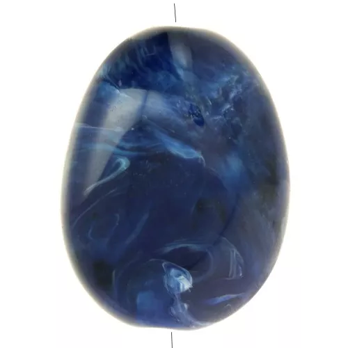 Cuenta acrílica plana 30x23 mm - Mármol azul noche x1