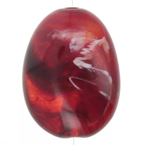 Cuenta acrílica plana 30x23 mm - Mármol rojo x1