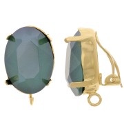 Engaste Pendientes de clip para cabujón 18x13 mm - anilla abierta - Dorado con oro fino x2