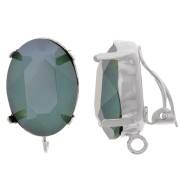 Pendientes de clip Engaste para cabujón 18x13mm anilla abierta - Plateado fino x2