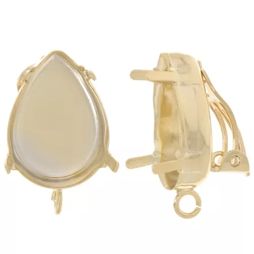 Pendientes de clip cabujón pera 18x13mm - anilla abierta - Dorado con oro fino x2