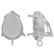 Pendientes de clip cabujón pera 18x13mm anilla abierta Plateado fino x2