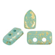 Cuentas de vidrio Piros® by Puca® 2x5 mm - Blue Green Opal Mat Gold Splash x10g|raw }}