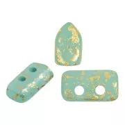 Cuentas de vidrio Piros® by Puca® 2x5 mm - Blue Green Opal Mat Gold Splash x10g