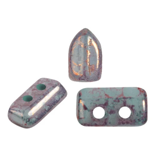 Cuentas de vidrio Piros® by Puca® 2x5 mm - Blue Green Opal Bronze x10g
