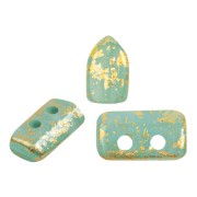 Cuentas de vidrio Piros® by Puca® 2x5 mm - Blue Green Opal Gold Splash x10g|raw }}