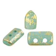 Cuentas de vidrio Piros® by Puca® 2x5 mm - Blue Green Opal Gold Splash x10g