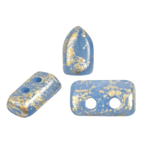 Cuentas de vidrio Piros® by Puca® 2x5 mm - Blue Opal Gold Splash x10g