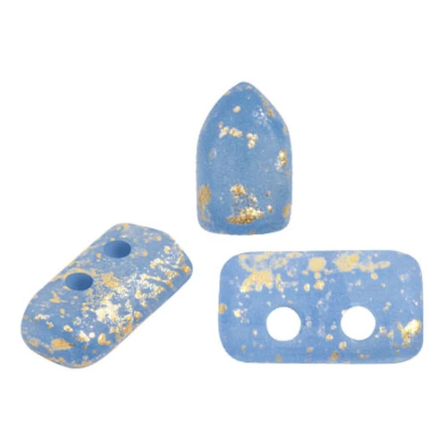Cuentas de vidrio Piros® by Puca® 2x5 mm - Blue Opal Mat Gold Splash x10g