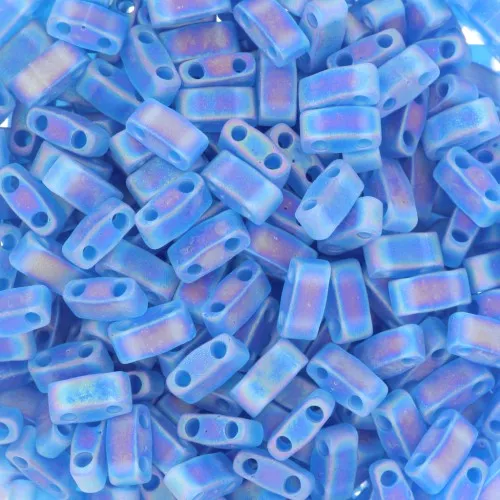 Miyuki Half Tila Beads 5x2.3x1.9mm HTL-0149FR - Transparent Capri Blue AB Mat x10g