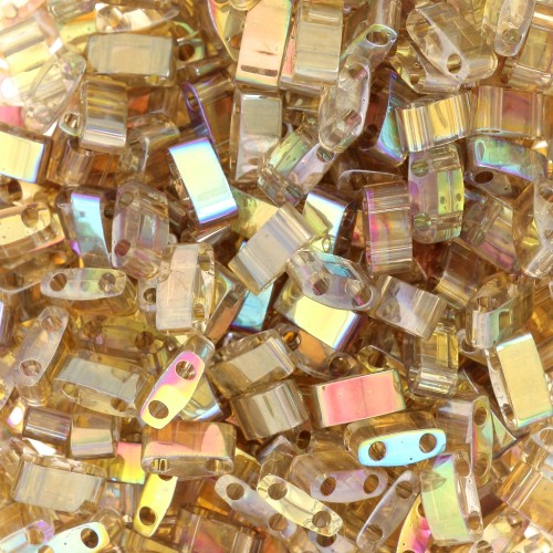 Miyuki Half Tila Beads 5x2.3x1.9mm HTL-55019 - Crystal Brown Rainbow x10g