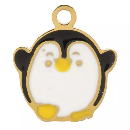 Mini dije de pingüino 9x8 en resina epoxi - Acero inoxidable 316L Dorado x1