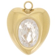 Dije corazón 13,5x11 mm óxido de circonio - Acero inoxidable 304L Dorado x1|raw }}