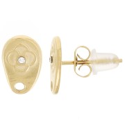 Pendientes de gota irregular 10x6,5mm con strass - Acero inoxidable 316L dorado x2|raw }}