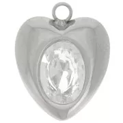 Colgante de corazón de óxido de circonio de 13,5x11 mm - Acero inoxidable 304L x1