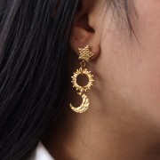 Colgante de media luna martillada 15x12,5 mm - Acero inoxidable 316L dorado x1